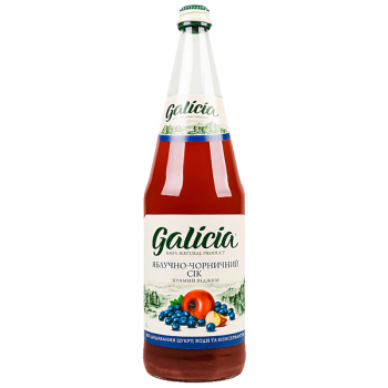 Сік Galicia яблучно-чорничний неосвітлений пастеризований 1л с/б Сік Galicia яблучно-чорничний неосвітлений пастеризований 1л с/б