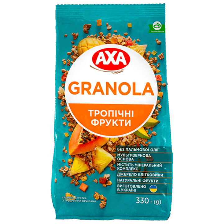 Гранола АХА хрустка з тропічними фруктами 330 г