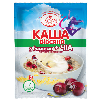 Каша Козуб Продукт вівсяна з вишнею + насіння чіа 40 г Каша Козуб Продукт вівсяна з вишнею + насіння чіа 40 г