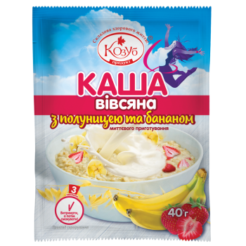 Каша Козуб Продукт вівсяна з полуницею та бананом 40 г