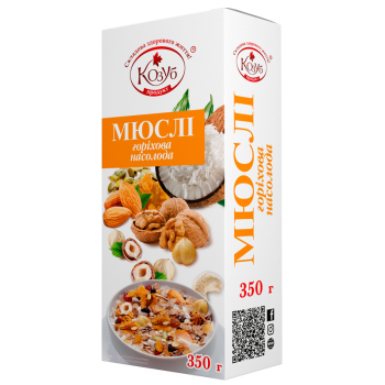 Пластiвцi Мюслi Горiхова насолода в коробці 350 г Пластiвцi Мюслi Горiхова насолода в коробці 350 г