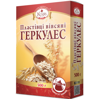 Пластівці Козуб Продукт вівсяні Геркулес в коробці 500 г Пластівці Козуб Продукт вівсяні Геркулес в коробці 500 г