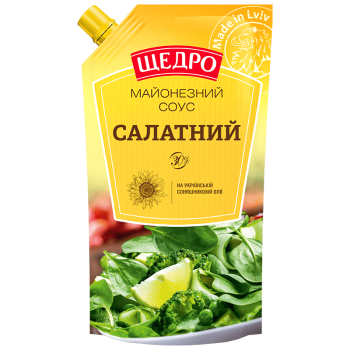 Майонезний соус Щедро Салатний 30% д/п 300г Майонезний соус Щедро Салатний 30% д/п 300г