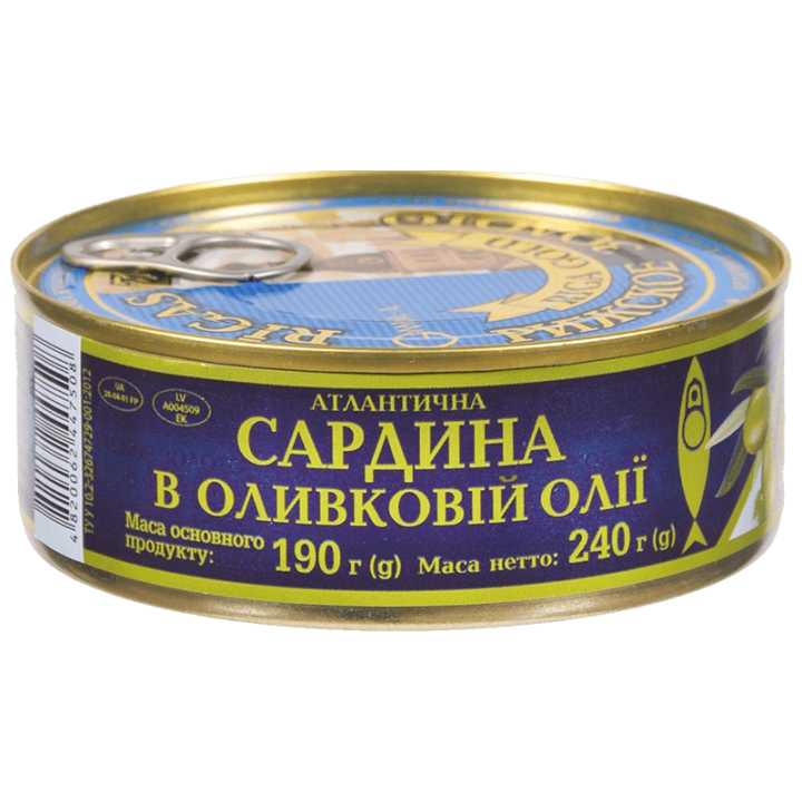 Сардина Ризьке золото в оливковій олії 240 г