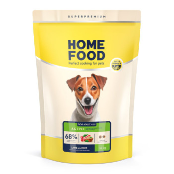 Низкозерновой сухой корм HOME FOOD для активных взрослых собак и юниоров малых пород Ягнятина и рис Low-grain For active adult and junior, 1.6 кг