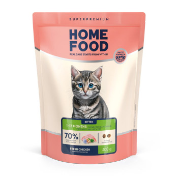 Сухой корм HOME FOOD для котят Fresh Chicken For kittens 1-12 months, 400 г
