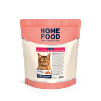 Сухий корм HOME FOOD здорова шкіра та блиск шерсті для дорослих котів Індичка та лосось Healthy skin and shiny coat, 200 г
