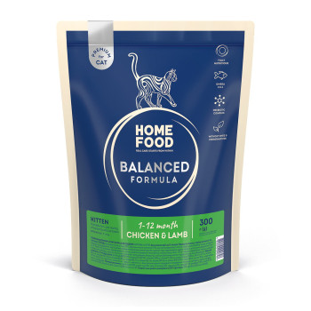 Сухой корм HOME FOOD для котят «Курочка и ягненок» Kittens Balanced Formula, 300 г