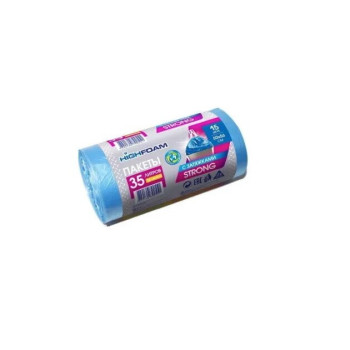 Пакеты для мусора с затяжками HighFoam синие 35 л / 15 шт. (4820160790551) Пакеты для мусора с затяжками HighFoam синие 35 л / 15 шт. (4820160790551)