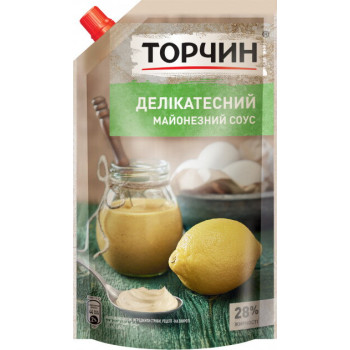 Майонезний соус "Торчин" Делікатесний 28% дой-пак 580 г (4820001315844)