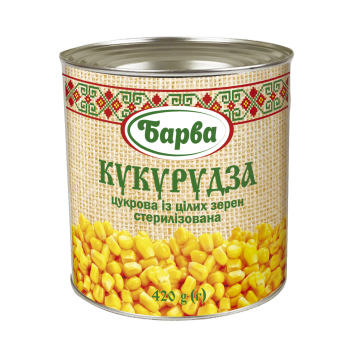 Кукуруза сахарная "Барва" консервированная ж/б 420 г (4820141690269)