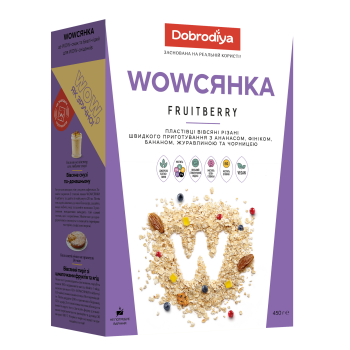 WOWСЯНКА FRUITBERRY пластівці вівсяні різані Добродія 450 г (4820182202858)