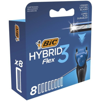 Сменные картриджи BIC Flex 3 Hybrid для бритья мужские 8 шт. (3086123480933) Сменные картриджи BIC Flex 3 Hybrid для бритья мужские 8 шт. (3086123480933)