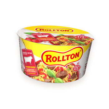 Лапша яичная быстрого приготовления Rollton по-домашнему с говядиной (чашка) 75 г (4820179251593)