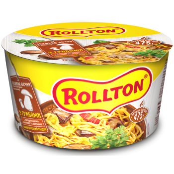 Лапша яичная  быстрого приготовления Rollton по-домашнему с грибами (чашка) 75 г (4820179253726)