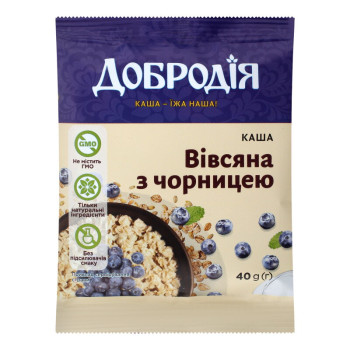 Каша Добродія вівсяна з чорницею 40 г (4820182202315)