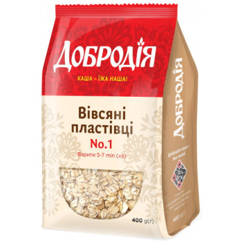 Пластівці вівсяні  Добродія №1 0,4 кг (4820182200045)