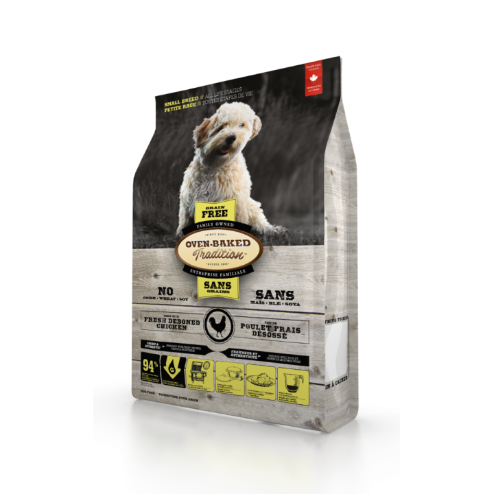 Сухой беззерновой корм для собак малых пород Oven-Baked Tradition Grain Free Adult Small Breed Chiken со свежим мясом курицы 5.67 кг (669066098163)