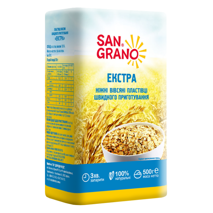 Пластівці вівсяні  San Grano швидкого приготування 500 г (4820182200717)