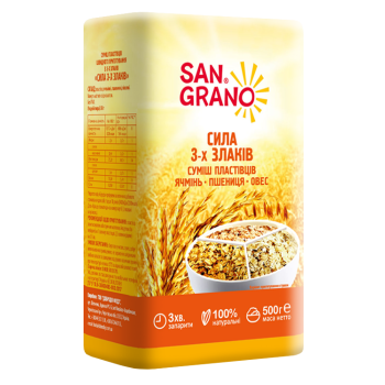 Суміш пластівців San Grano Сила 3х злаків 500г (4820182200885)