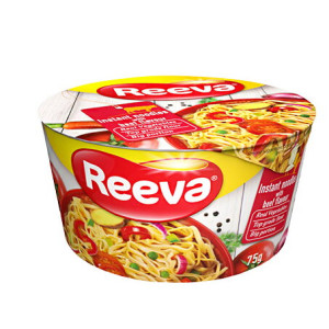 Вермишель быстрого приготовления Reeva со вкусом говядины 75 г (4820179257045)