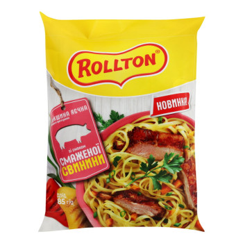 Лапша быстрого приготовления Rollton яичная со вкусом жареной свинины 85 г (4820179256345)