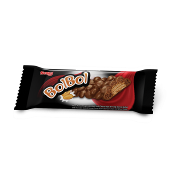 Вафельний батончик Saray BolBol з арахісовим кремом з кукурудзяними, рисовими та пшеничними пластівцями в молочному шоколаді, 28 г (8690705001550)