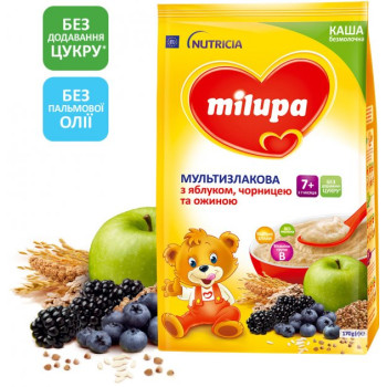 Безмолочная каша Milupa Мультизлаковая с яблоком, черникой и ежевикой для детей от 7 месяцев 170 г (5900852044243) Безмолочная каша Milupa Мультизлаковая с яблоком, черникой и ежевикой для детей от 7 месяцев 170 г (5900852044243)