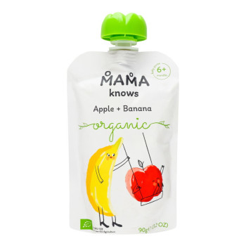 Пюре органическое Mama knows яблочно-банановое без сахара 90 г (4820016254558)