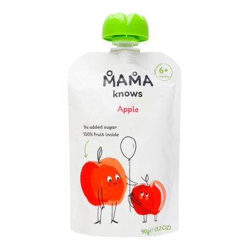 Пюре Mama knows яблочное без сахара 90 г (4820016254657)