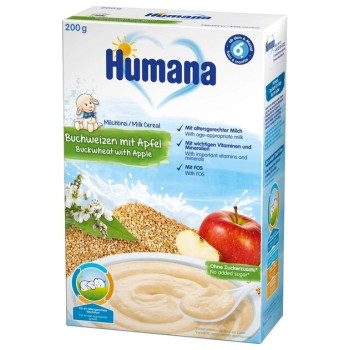 Молочная каша Humana гречневая с яблоком 200 г (4031244775580) Молочная каша Humana гречневая с яблоком 200 г (4031244775580)