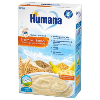 Молочная каша Humana 5 злаков с бананом 200 г (4031244775542)