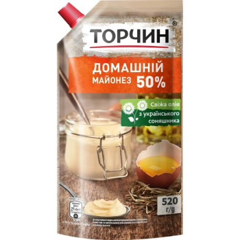 Майонез Торчин Домашній 50% 520 г (4820001316247)