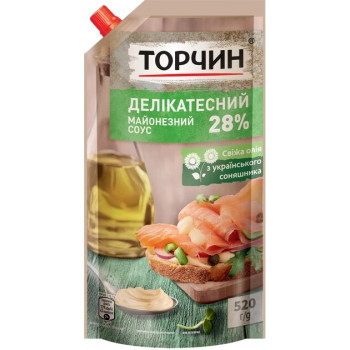 Майонезний соус Торчин Делікатесний 28% 520 г (4820001316285)