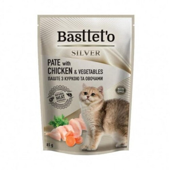 Паштет Basttet`o Silver консервированный для котов с курицей и овощами 85 г (4820185493208)