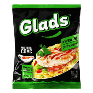 Лапша яичная быстрого приготовления Glads Курица+Соус Сальса 75 г (4820179258745)