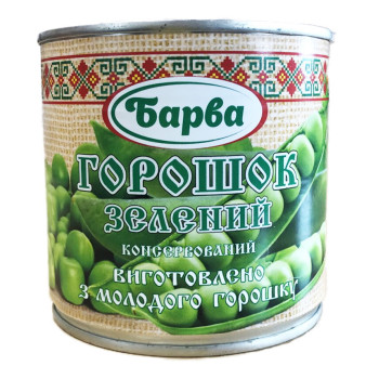 Горошек зеленый "Барва" консервированный с/б 420 г (4820217900292)