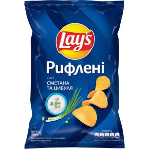 Чипсы картофельные Lay's рифленые со вкусом сметаны и лука 120 г (4823063125512)