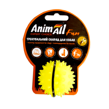 Іграшка AnimAll Fun м'яч каштан для собак, 5 см, жовта Іграшка AnimAll Fun м'яч каштан для собак, 5 см, жовта