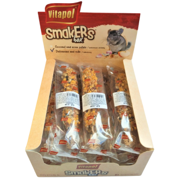 Колба Vitapol Smakers Box для шиншилл, со вкусом фруктов и ореха, упаковка 12 шт Колба Vitapol Smakers Box для шиншилл, со вкусом фруктов и ореха, упаковка 12 шт