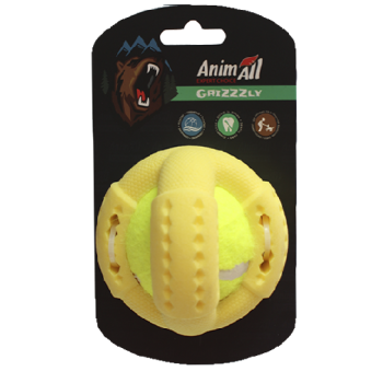 Іграшка AnimAll GrizZzly для собак, тенісний м'яч, жовтий, 9.2 см Іграшка AnimAll GrizZzly для собак, тенісний м'яч, жовтий, 9.2 см