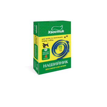 Нашийник Хвостик для котів та собак, протипаразитарний, діазинон, синій, 35 см Нашийник Хвостик для котів та собак, протипаразитарний, діазинон, синій, 35 см