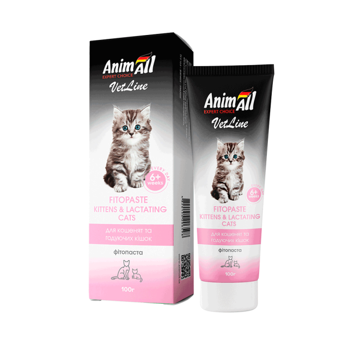 Фитопаста AnimAll VetLine Kittens&Lactating Cats для котят и кормящих кошек, 100 г