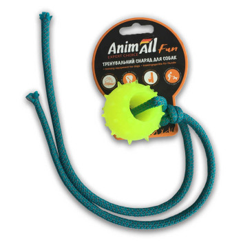 Іграшка AnimAll Fun куля з канатом, жовта, 4 см Іграшка AnimAll Fun куля з канатом, жовта, 4 см