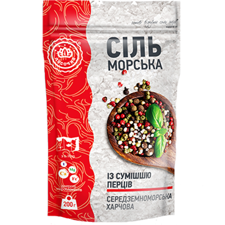 Сіль морська ароматна "Ласочка" Із сумішшю перців 200 г (4820043251100)