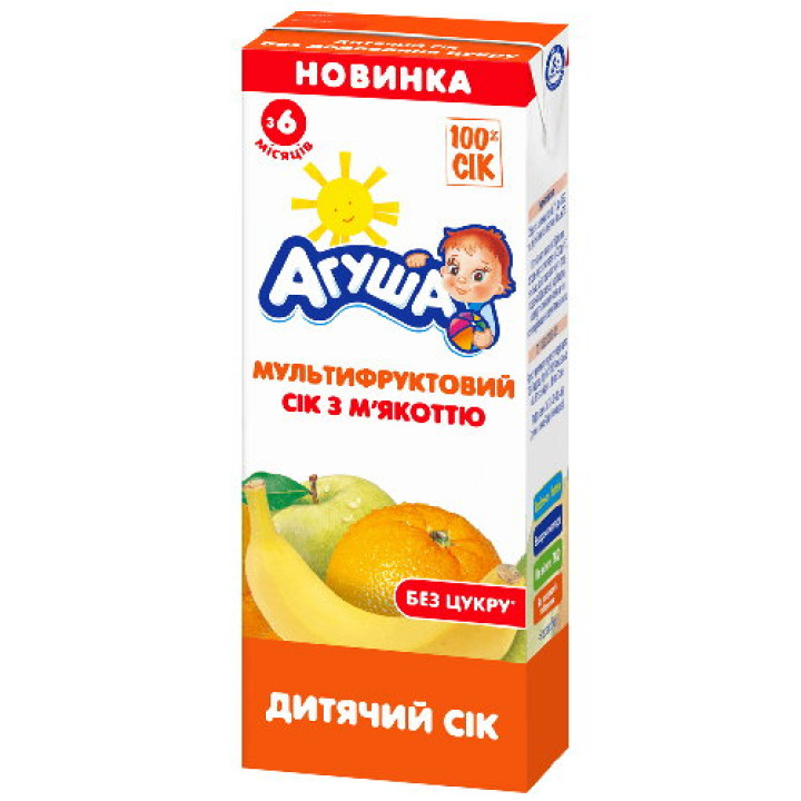 Сок Агуша мультифруктовый с мякотью Slim 0,2 л (4823063114141)