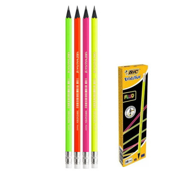 Карандаш чернографитный с резинкой BIC Evolution Fluo1 шт (3086123425804)
