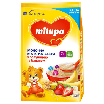 Каша Milupa молочная мультизлаковая с клубникой и бананом 210 г (5900852058615) Каша Milupa молочная мультизлаковая с клубникой и бананом 210 г (5900852058615)