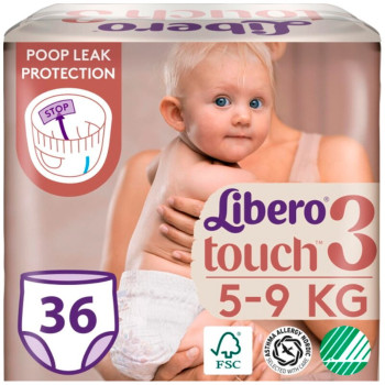 Подгузники-трусики Libero Touch Pants 5-9 кг Размер 3, 36 шт (7322541739472)