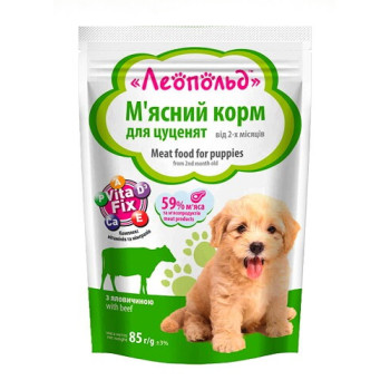 Консервы для щенков Леопольд Мясной корм с говядиной 85г (4820185491945)
